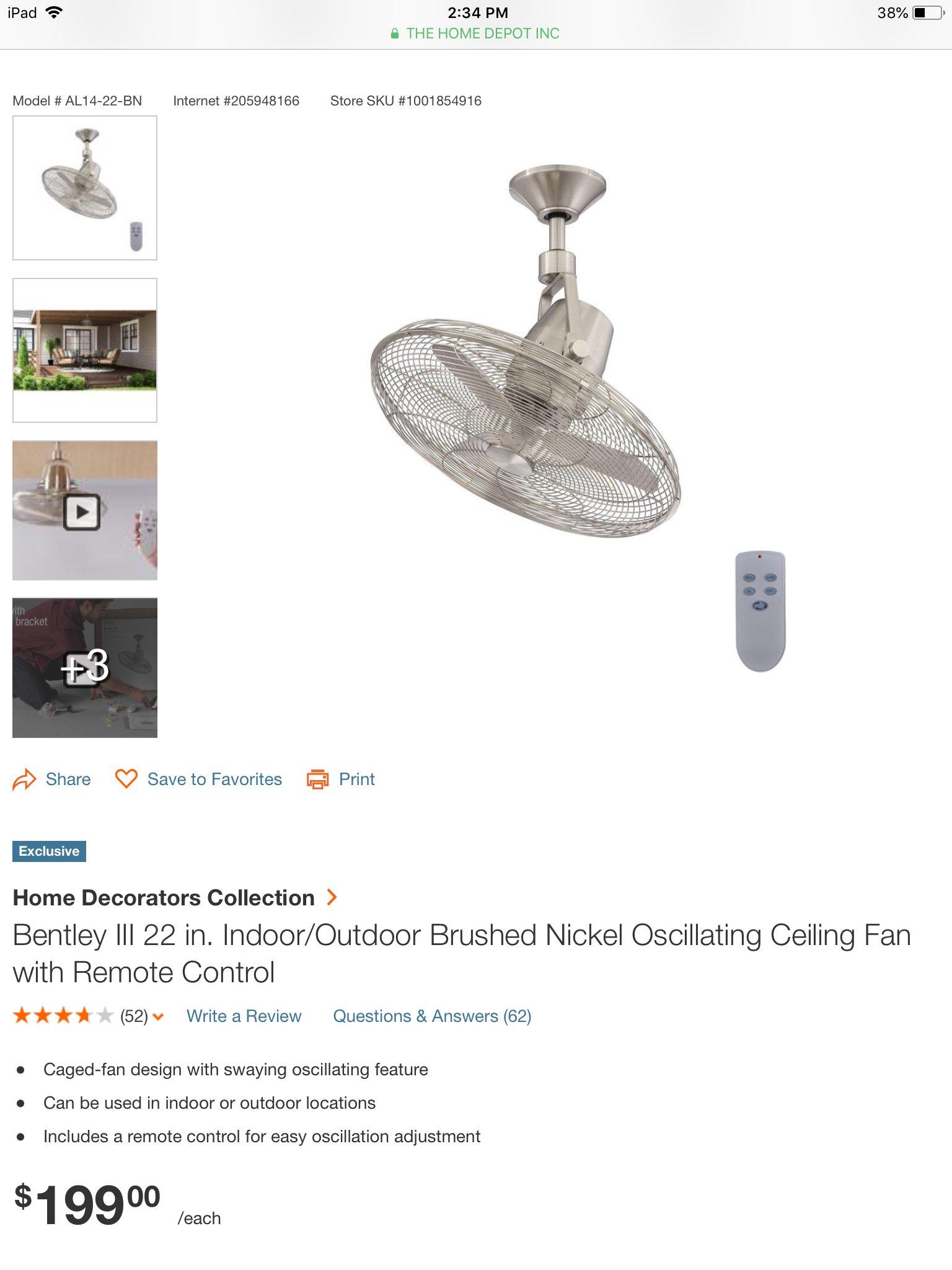 Ceiling Fans Home Garden Indoor Outdoor Brushed Nickel