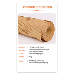 500mm*50m Honeycomb Wrap Brown Kraft Paper Roll Cushion Eco Friendly Protective Wrapping