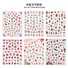 Load image into Gallery viewer, packing size:128*93mm waterproof nail art nailartkit christmas day christmas tree christmas stockings deer reindeer giraffe present gift holly gloves snowman penguin penguins crutch gingerbread man christmas series waterproof nail stickers
