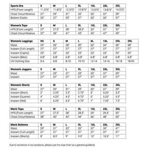 Sizing Guidelines – MerciGrace Boutique