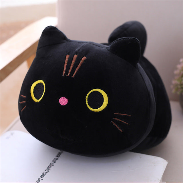 black cat plush pillow