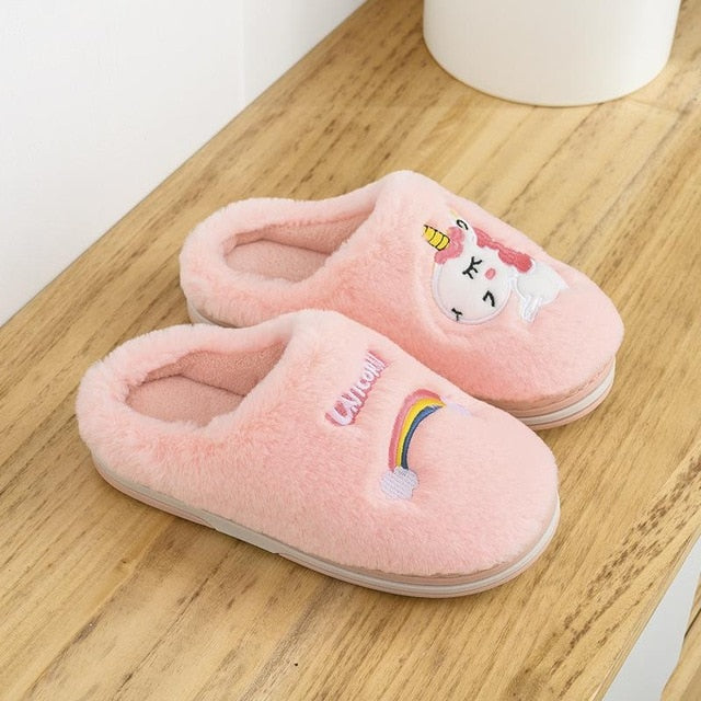 Fluffy Unicorn Slippers for Kids 