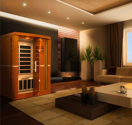 Golden Designs Dynamic 2-person Low EMF FAR Infrared Sauna - Vittoria Edition Living Room
