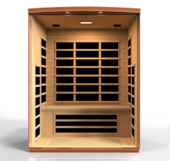 Golden Designs Dynamic 3-person Low EMF FAR Infrared Sauna - Lugano Front View Interior