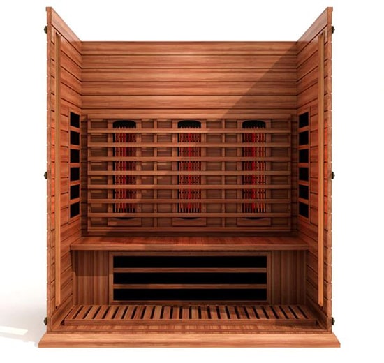 Maxxus 3-Person Full Spectrum Near Zero EMF FAR Infrared Sauna Front View Interior