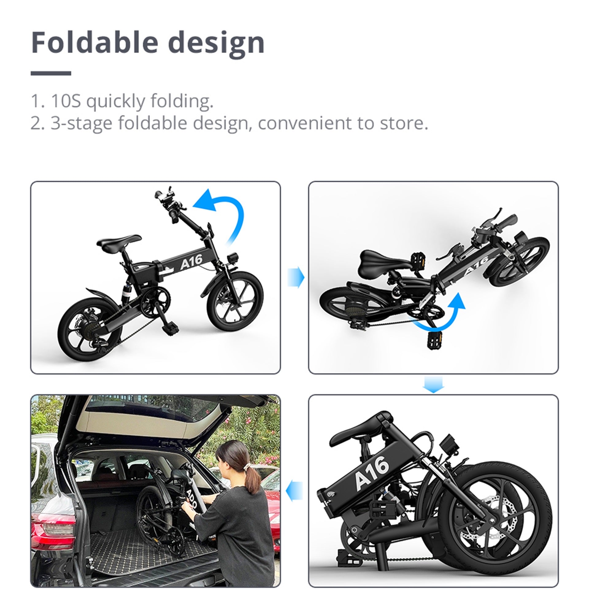 ADO A16+ Folding Electric Bike