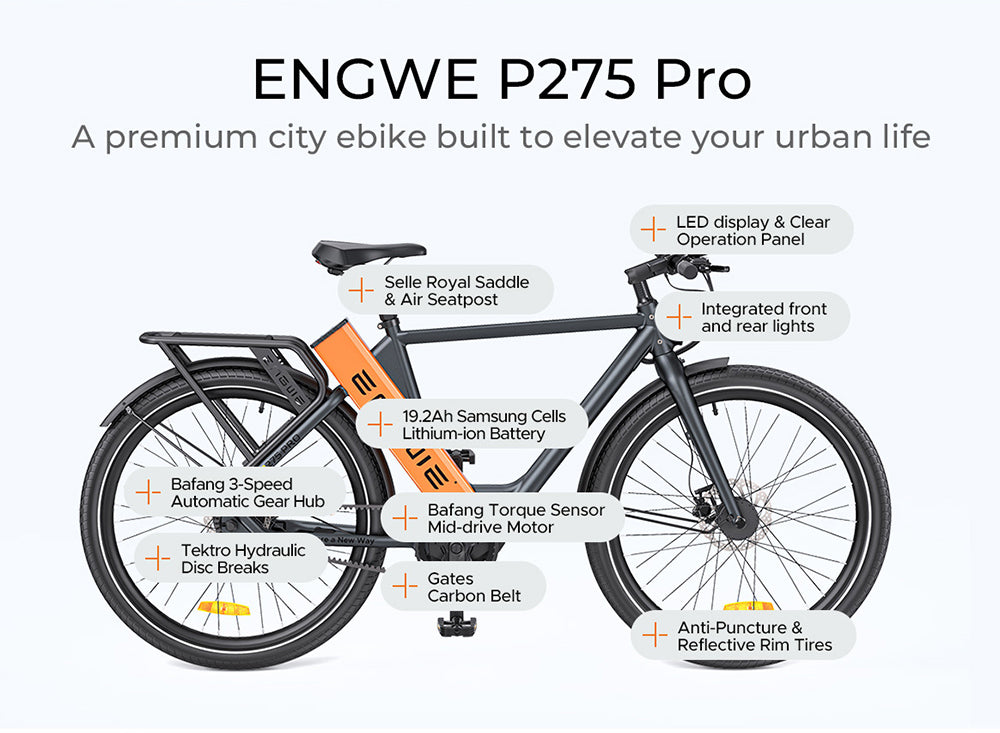 ENGWE P275 PRO 250W Mid-Motor Carbon Drive Commuter Electric Bike