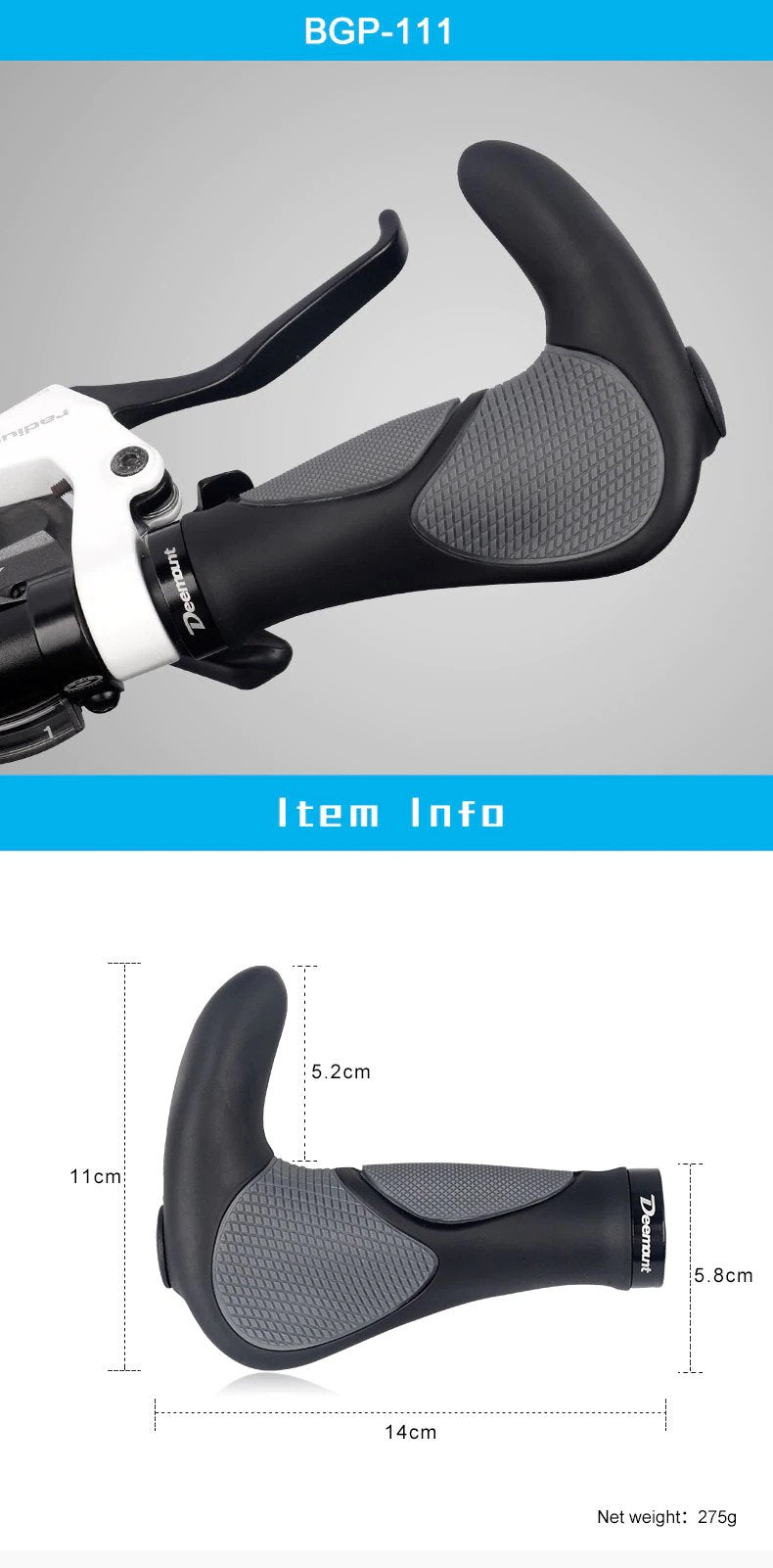 Handlebar Grips TPR Rubber Integrated Hand Rest With Shock Absorption