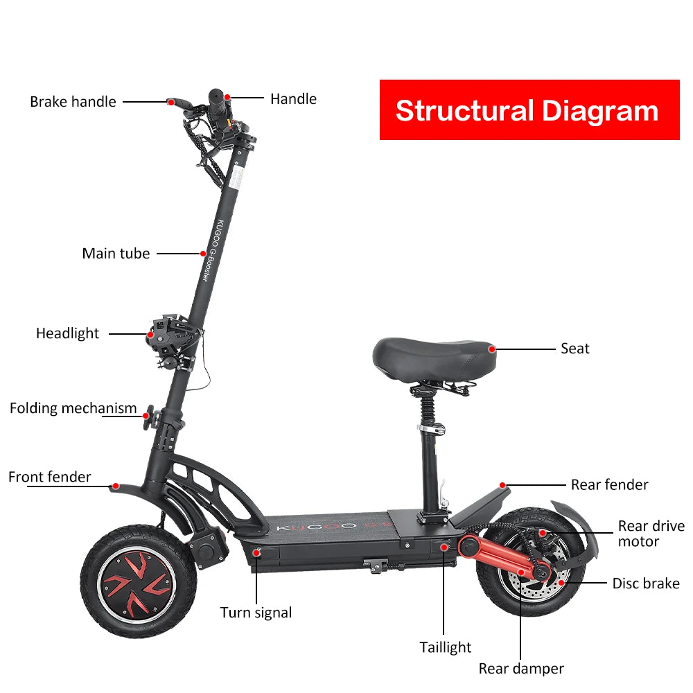 KUGOO G-Booster Folding Electric Scooter 10 Inch Tires 2*800W Dual Motor