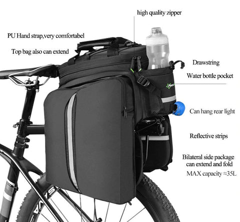 ROCKBROS Waterproof Rack Top Bag With Fold Out Pannier Pockets