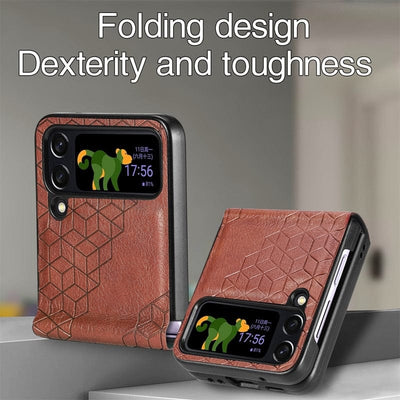 Shockproof Embossed Leather Case For Samsung Galaxy Z Flip 4 Styleeo