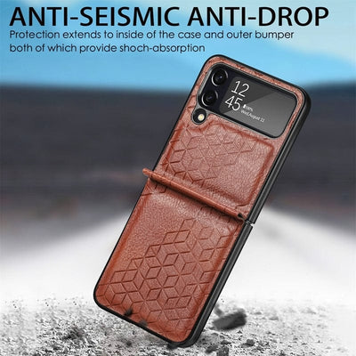 Shockproof Embossed Leather Case For Samsung Galaxy Z Flip 4 Styleeo