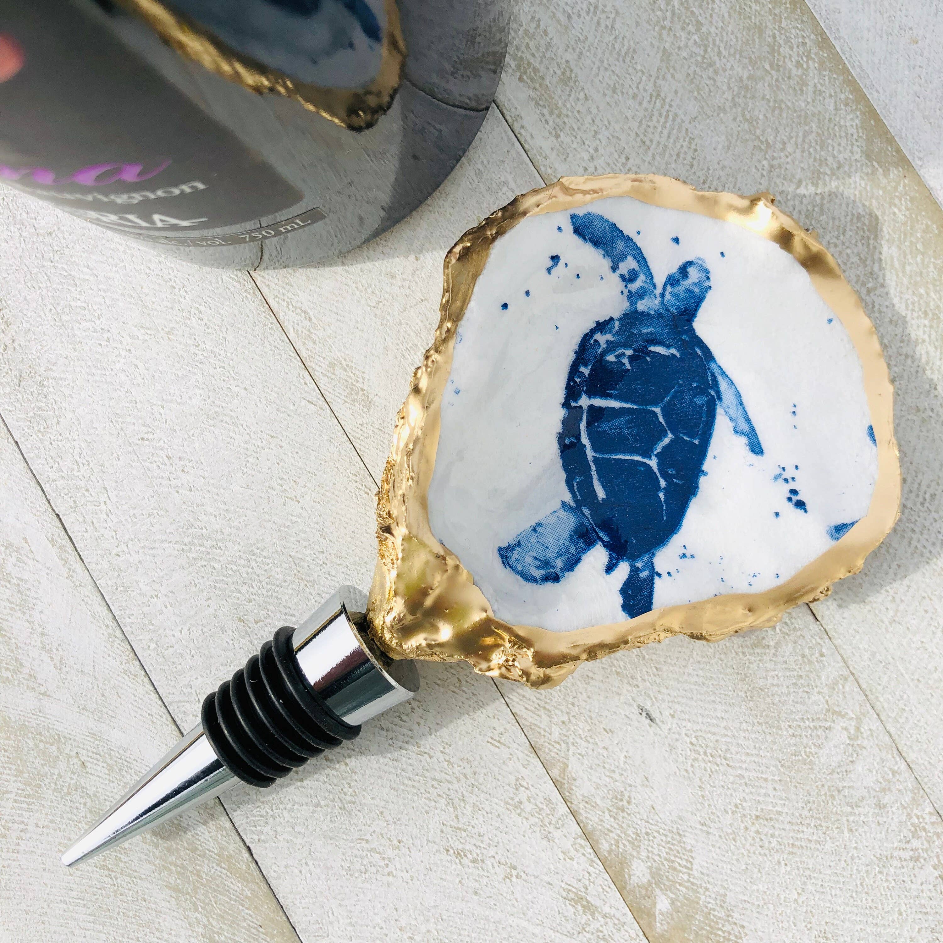 Oyster Wine Stopper--Sea Turtle