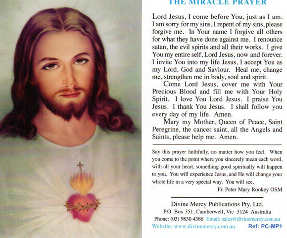 Prayer Card - The Miracle Prayer – Cardinal Newman Faith Resources Inc