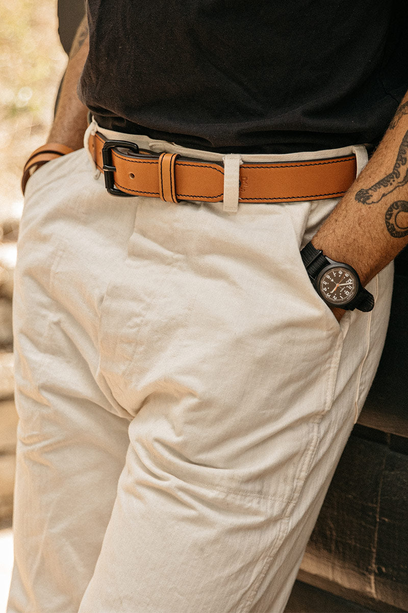 Classic Leather Belt in Cognac | Made in The USA | Tanner Goods Brass / 30