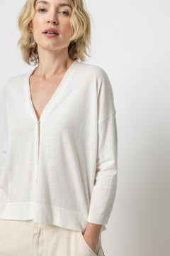 Blanket Stitch Cardigan - Linen