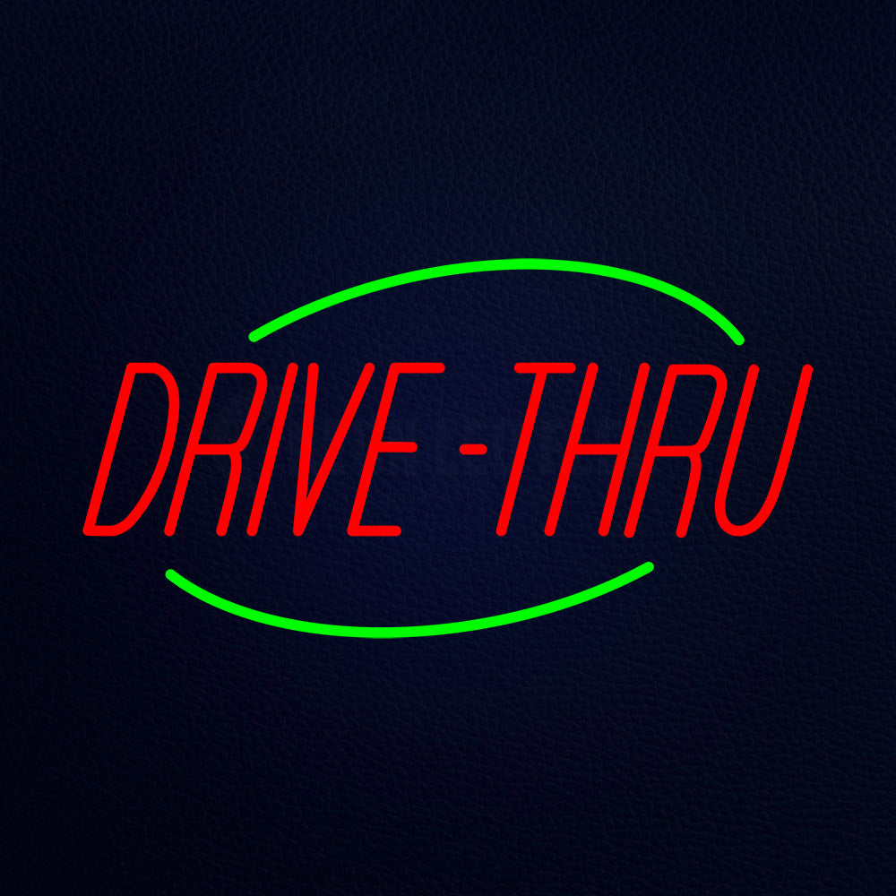 neon drive thru sign