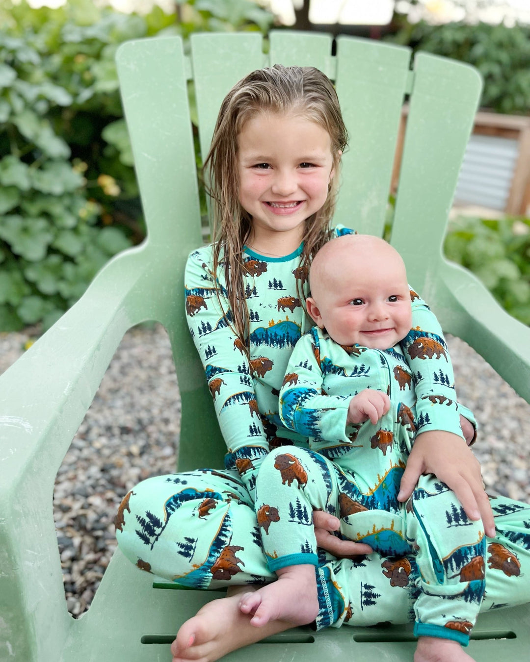 Mountain Moose Kid's Long Sleeve PJs - Forests, Tides, and Treasures