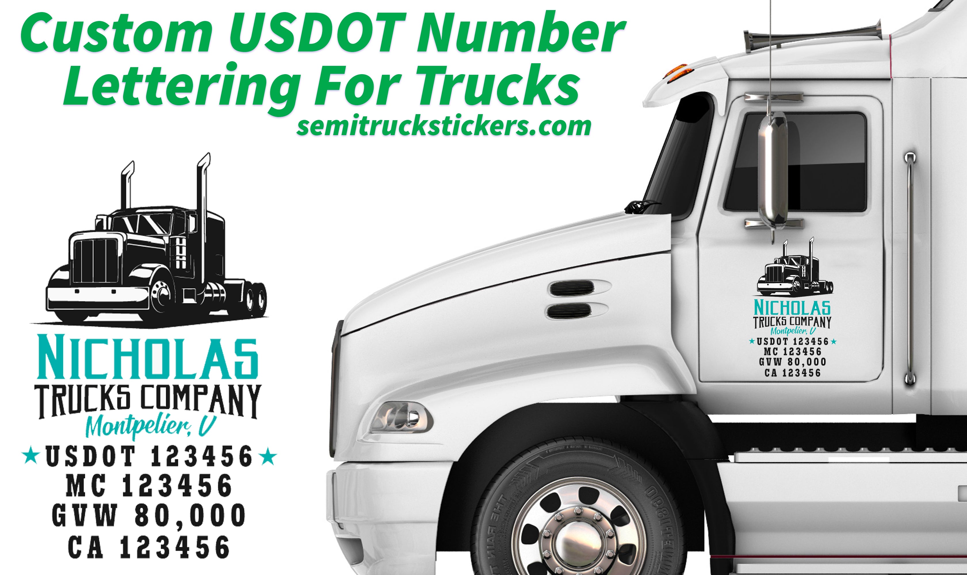 custom usdot number lettering decals for trucks