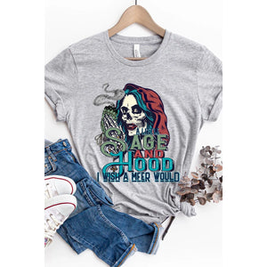 A Little Sage And Hood Graphic Tshirt - SbrRucker