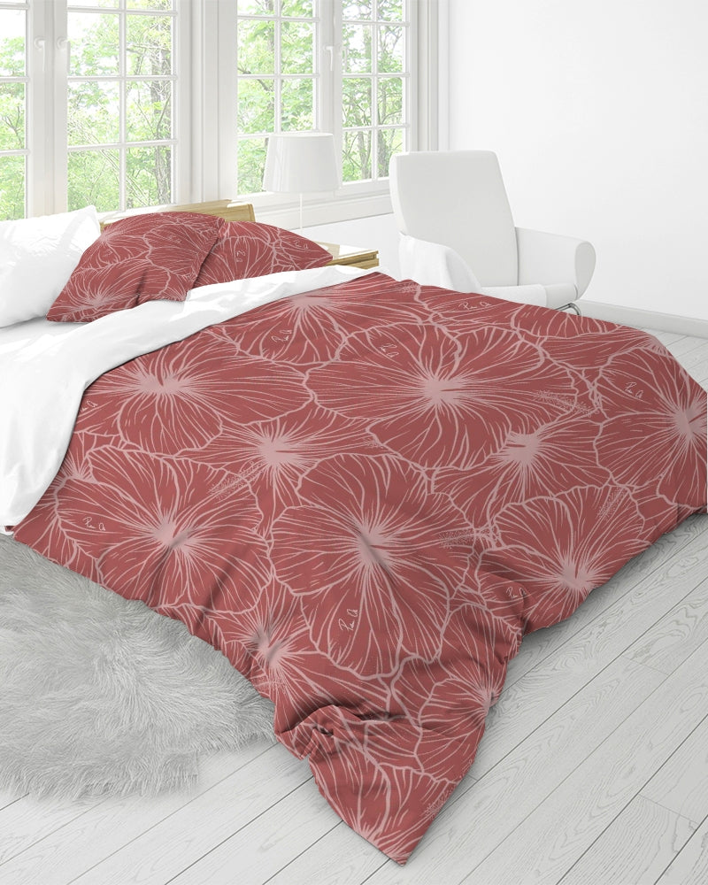 Hibiscus Queen Bed “DUVET COVER” Set (Light Pink)