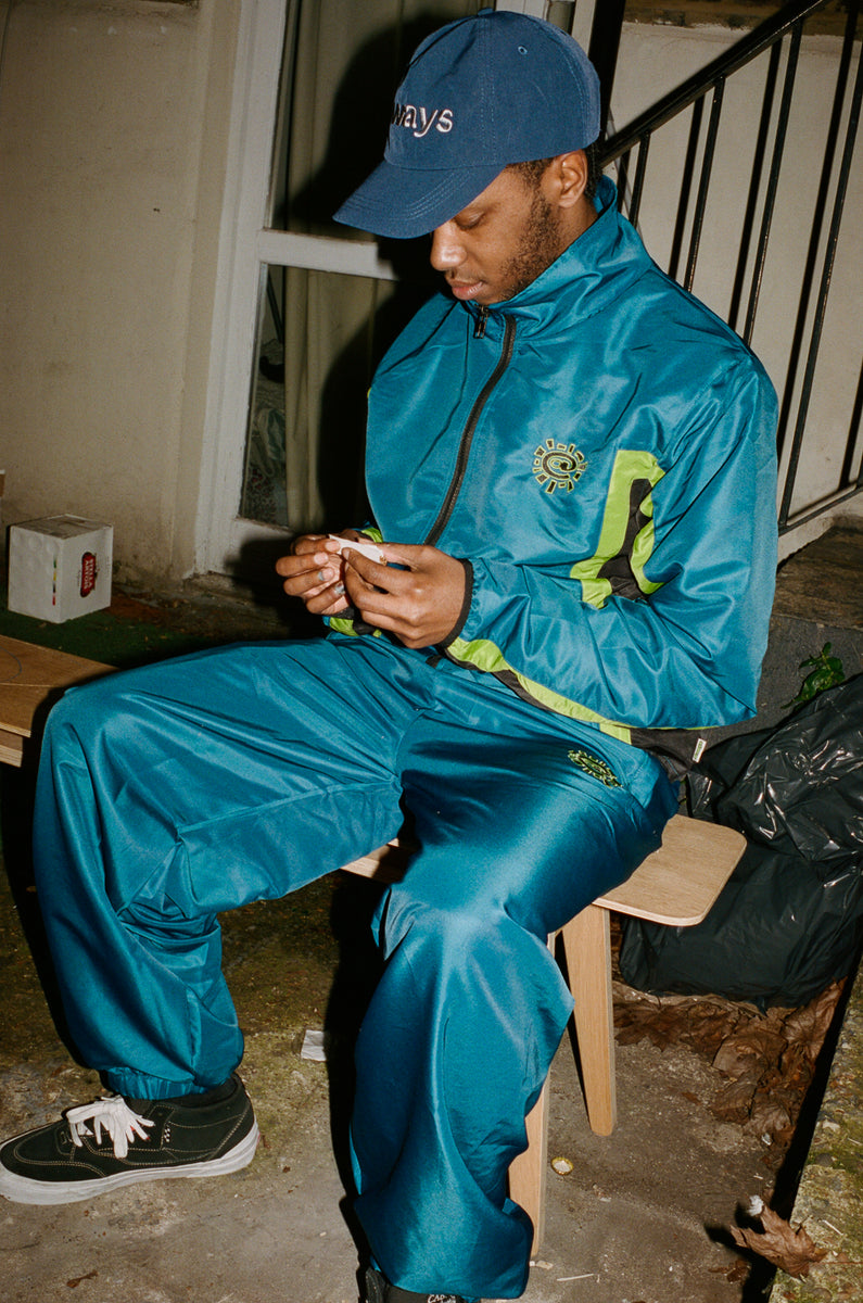 panelled track jacket - blue/green/black – always do what you should do