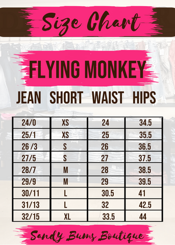 Flying Monkey Size Chart