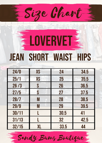 Lovervet Size Chart