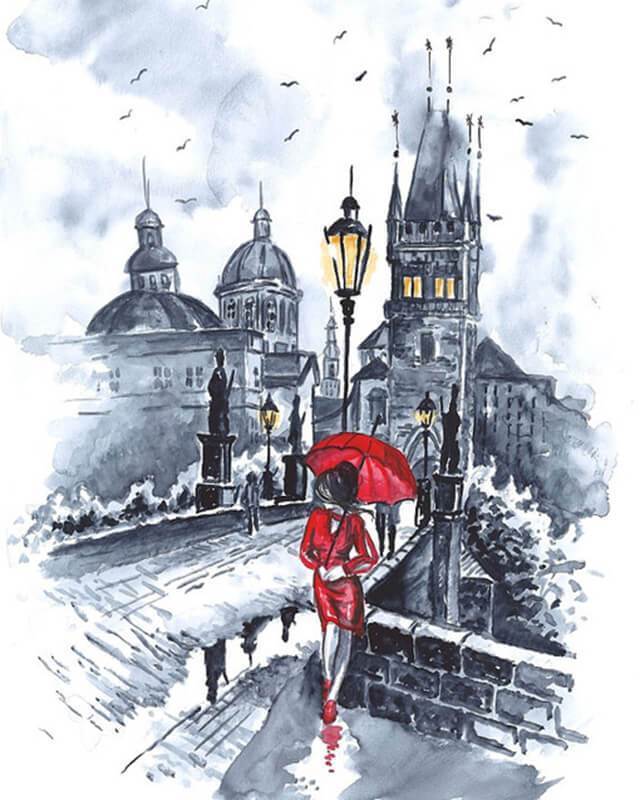 malen-nach-zahlen-dame-in-rot-mit-regenschirm