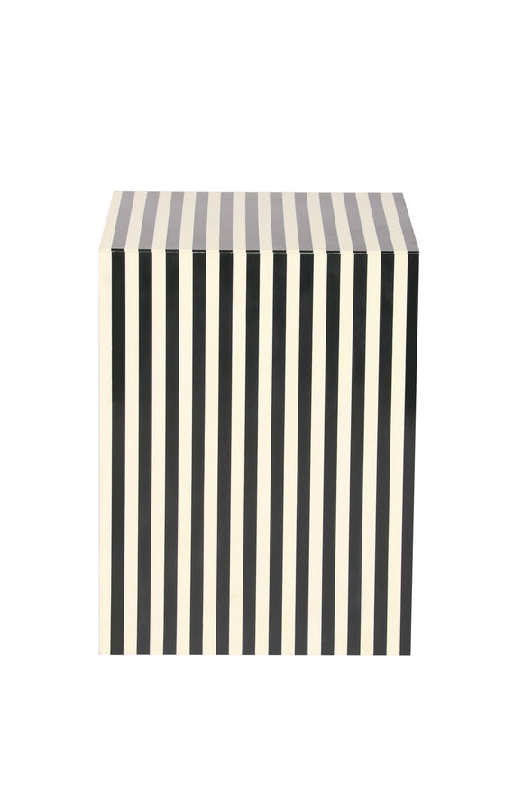 black and white striped end table