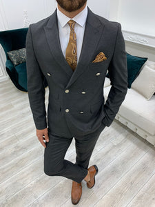 dark grey double breasted blazer