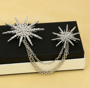 Snowflake Star Chain  Rhinestones Chain Brooch