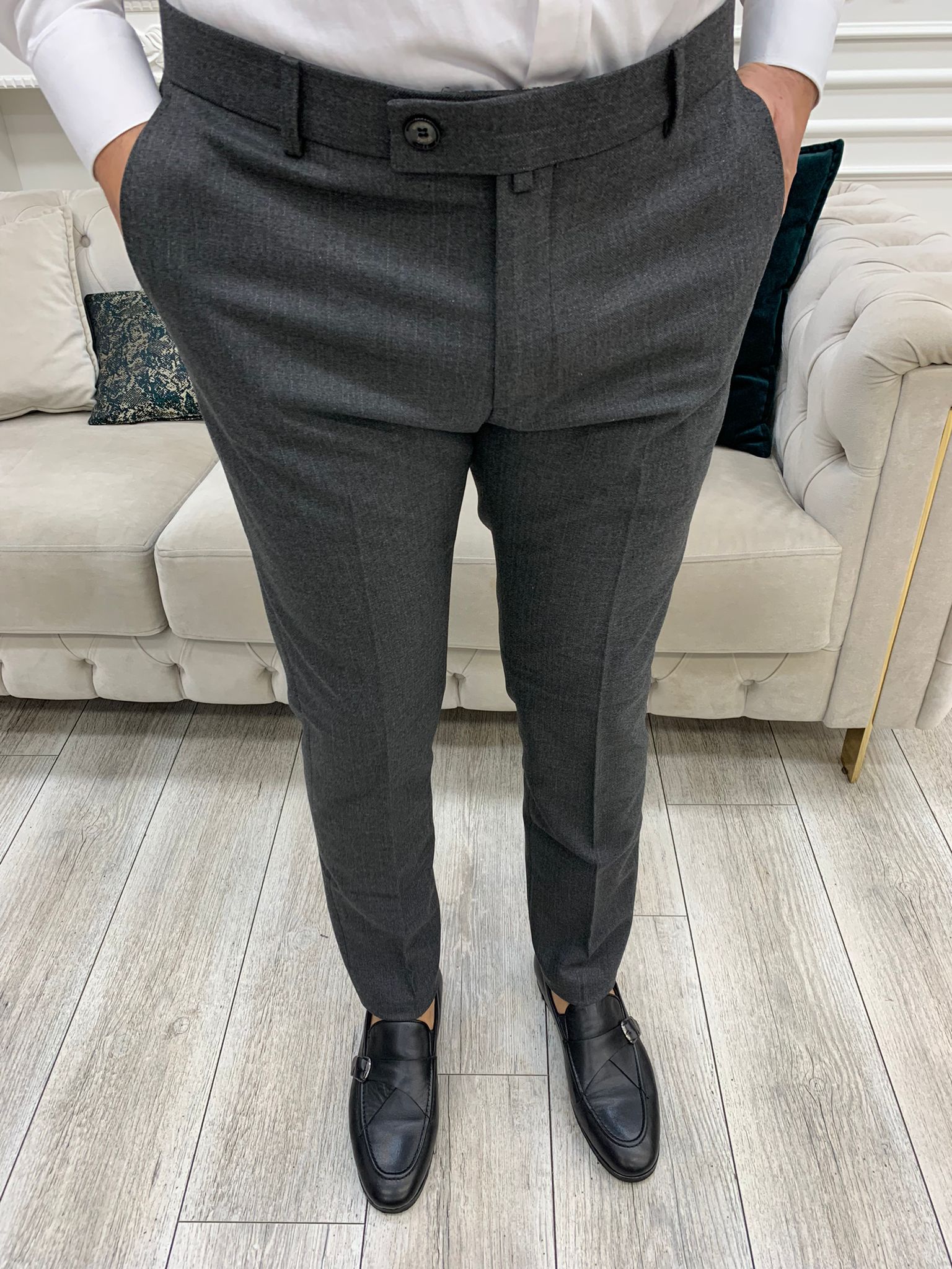 Harringate Slim Fit Dark Grey Pants – MenSuitsPage