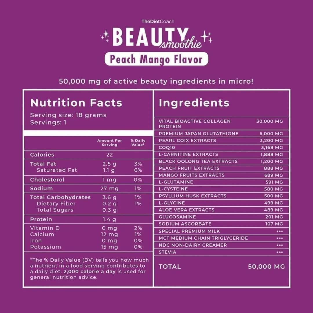 The Diet Coach Beauty Smoothie Premium Japan Collagen + Glutathione in –  Astrid & Rose