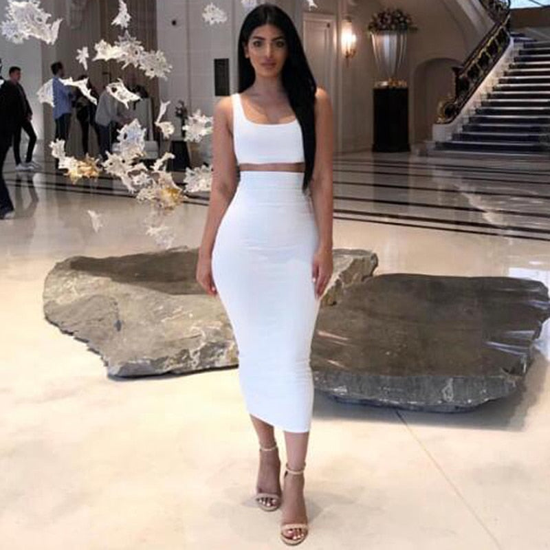 white long bodycon skirt