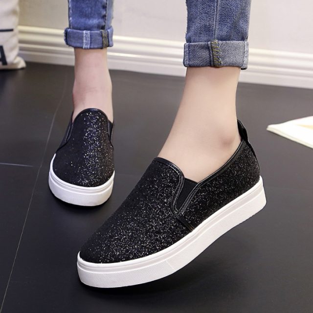 black flat platform shoes