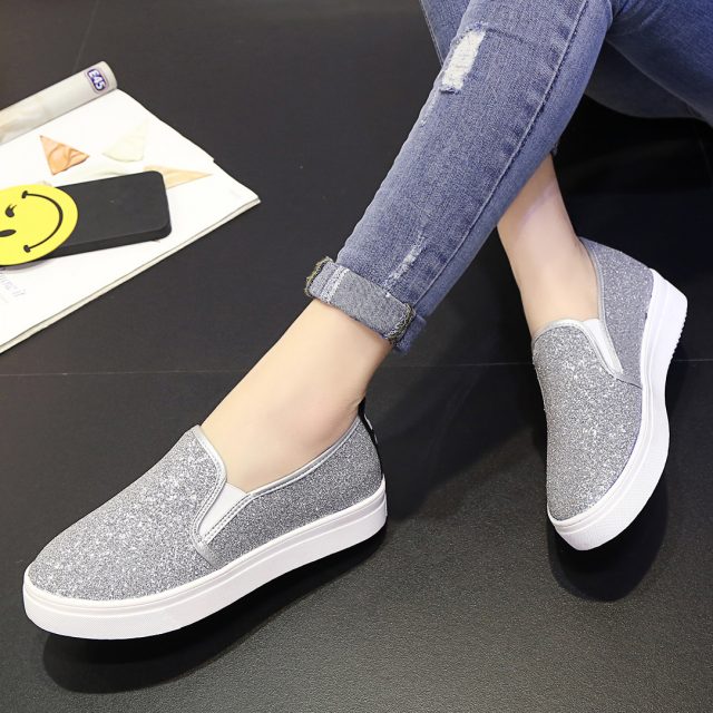 womens silver casual shoes