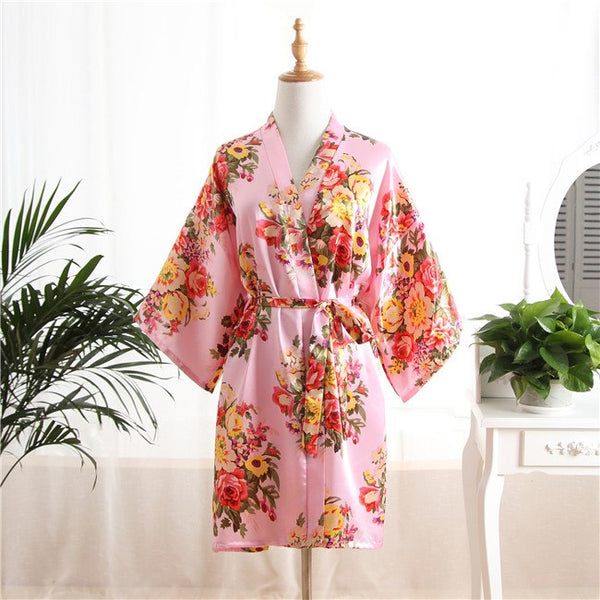 Sexy Bride Kimono Silk Satin Robe Women Bathrobe Wedding Robe