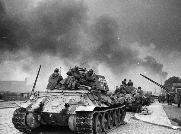 Soviet tanks on the road to Berlin