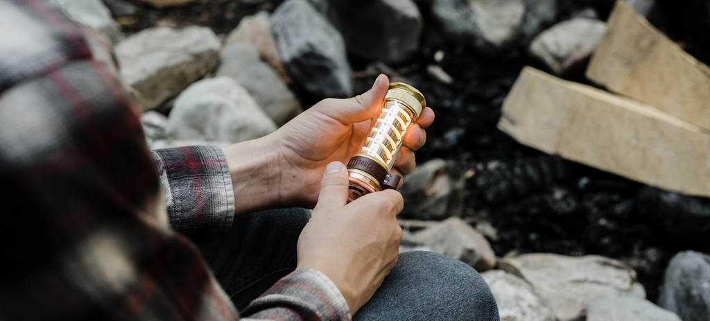 Outdoors holding the Barebones Edison Light Stick