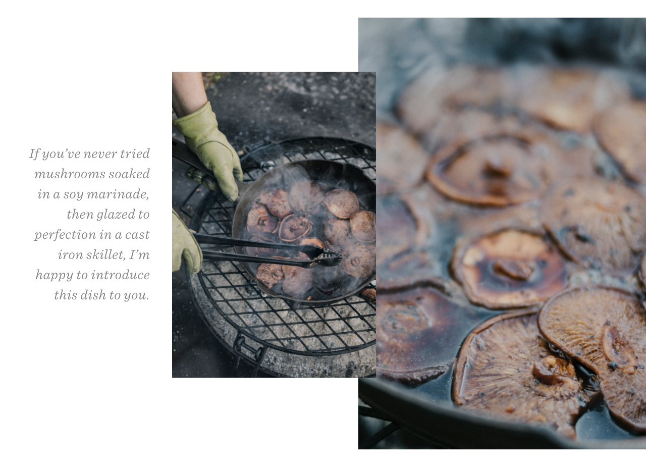 If you’ve never tried mushrooms soaked in a soy marinade, then glazed to perfection in a cast iron skillet, I’m happy to introduce this dish to you.