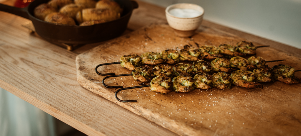 Pesto Grilled Shrimp Skewers