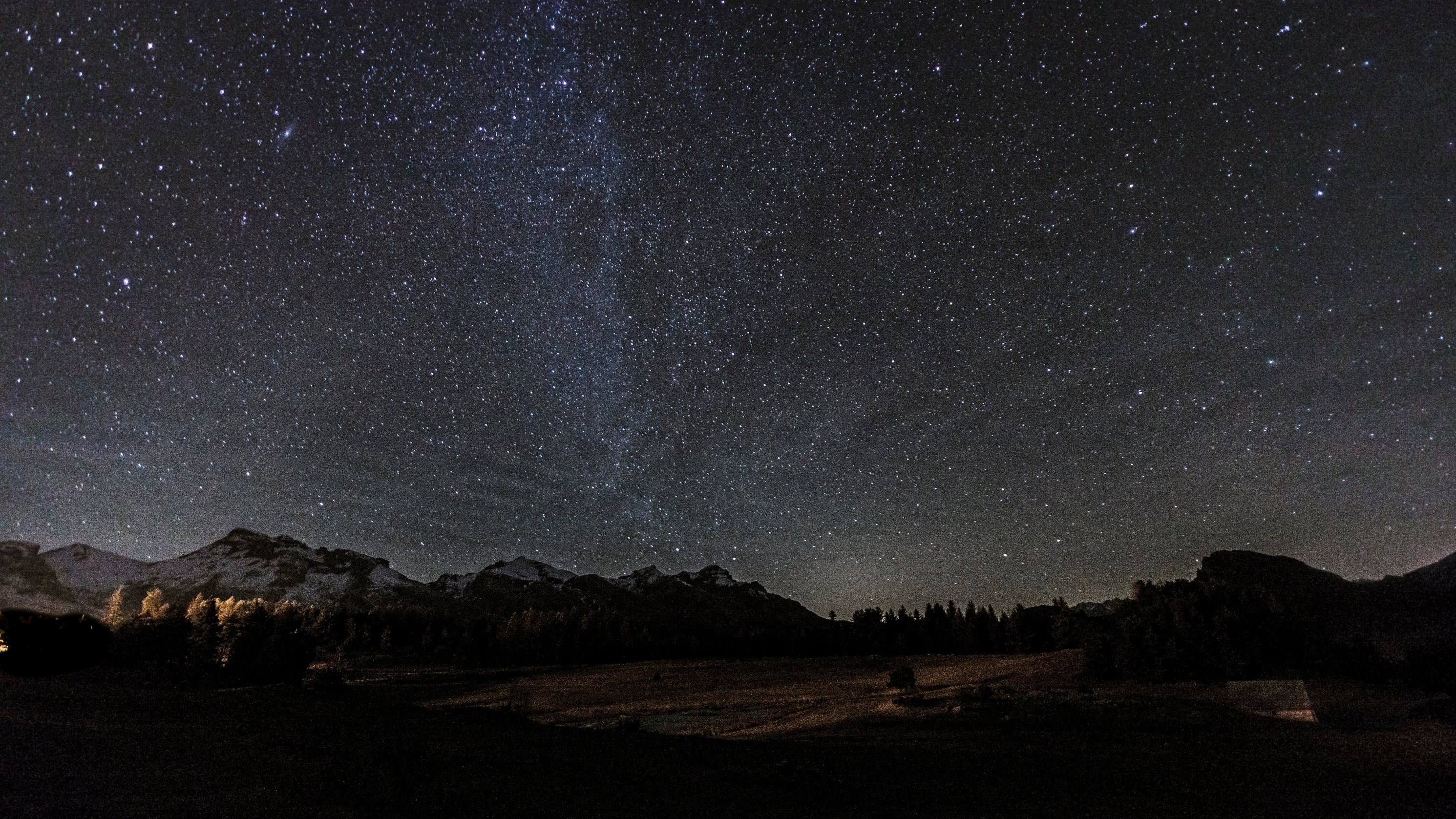 Landscape night scene of mountains and the stars