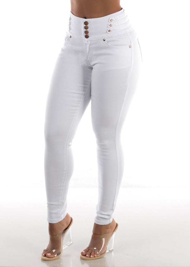 Butt Lifting High Waisted Skinny Jeans White