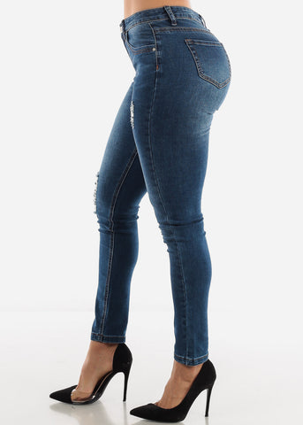 Womens Cute Trendy Discount Jeans Stretchy Mid Rise Skinny Jeans Women S Jeans Under