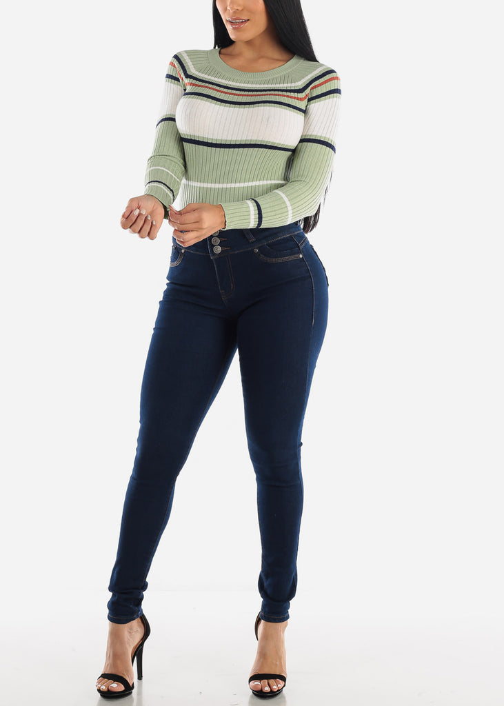 Butt Lifting High Waisted Dark Skinny Jeans