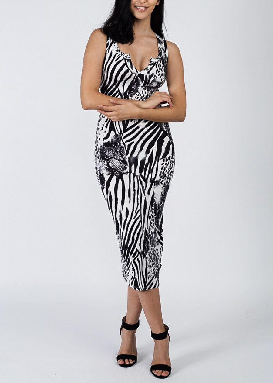 zebra print bodycon dress