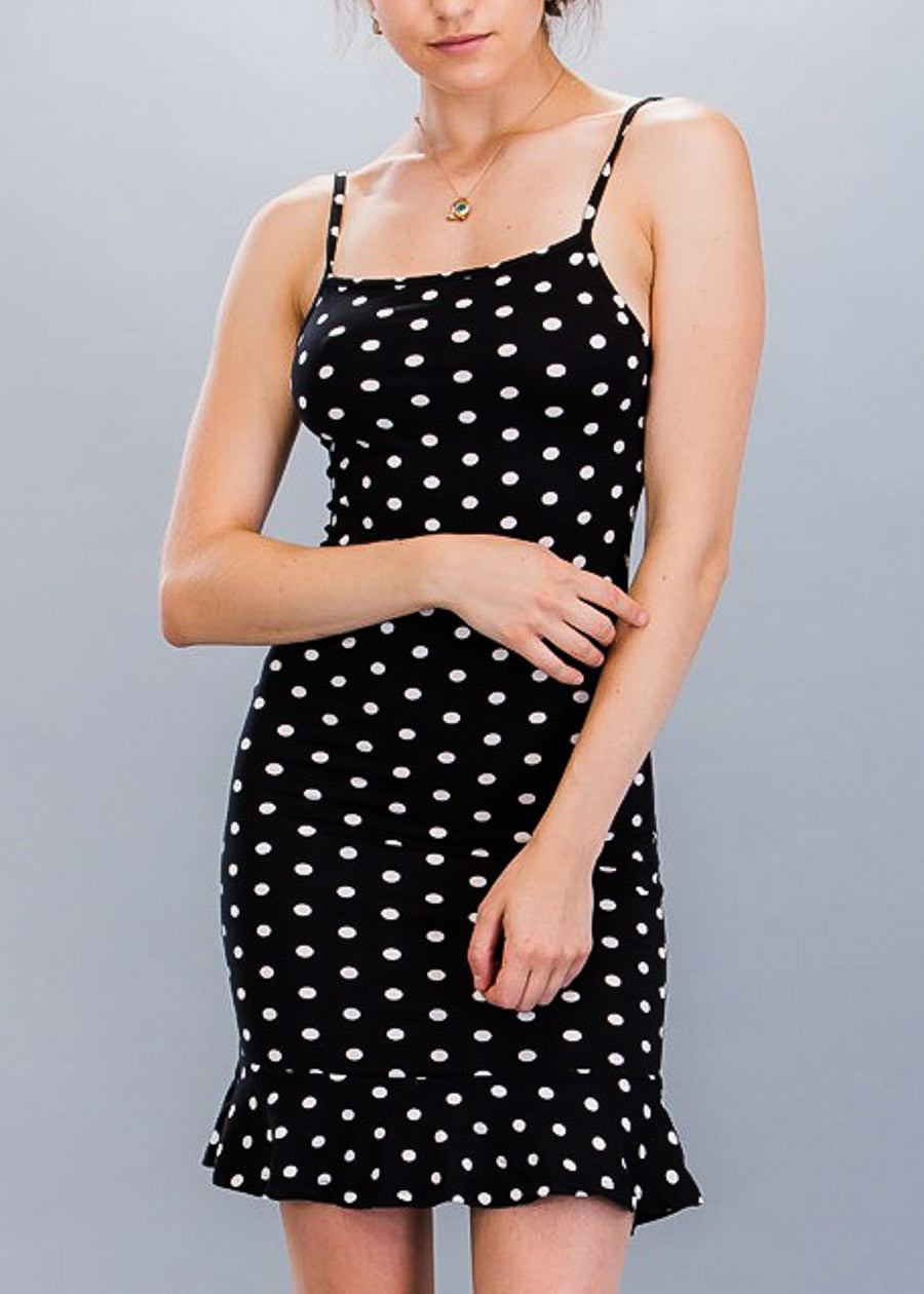 black polka dot bodycon dress