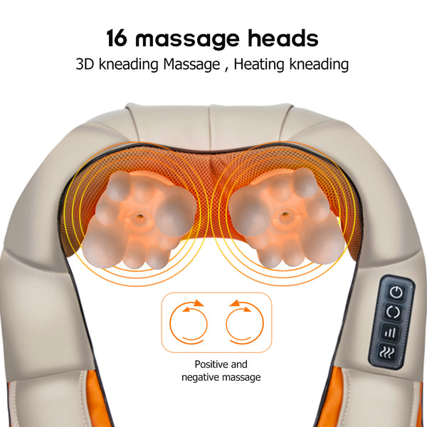 Arealer Neck Massager ,Portable Shoulder Massager with Heat Shiatsu Massager for Neck Shoulder Back with 8 Shiatsu Massage Heads Speed and Bi