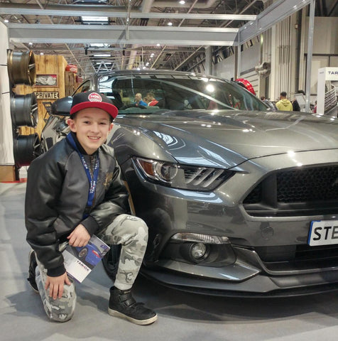 Kid Kamo and the Q500 Enforcer at Autosport 2018 Steeda stand